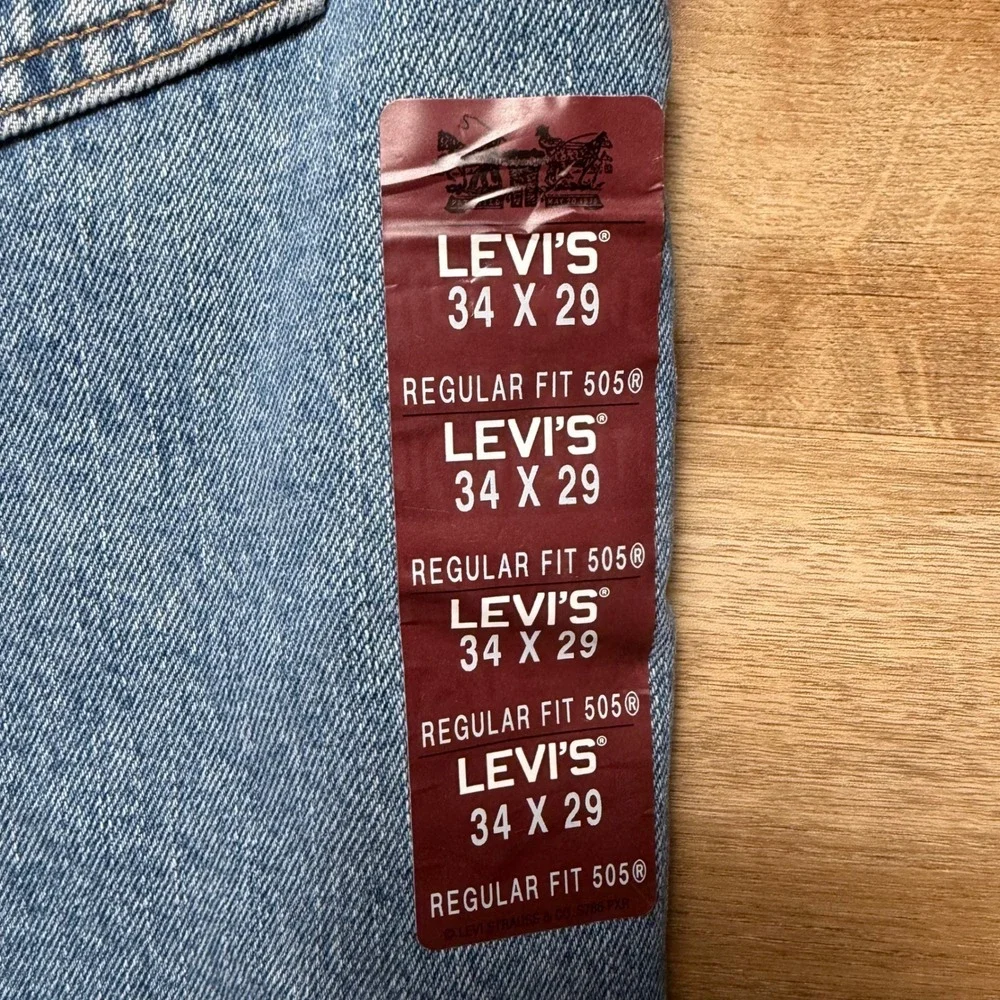 Levi's 505 Regular Fit Jeans Mens 34x29 Blue Straight Leg Denim New Deadstock